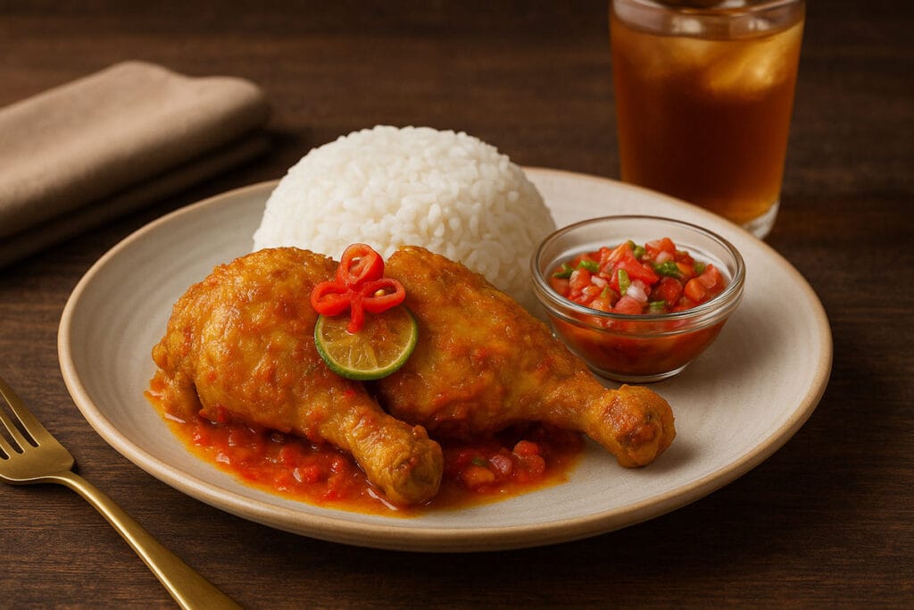 ayam paniki served with sambal dabu-dabu
