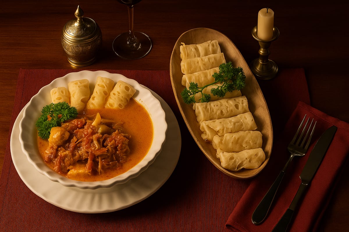 gulai kambing roti jala served