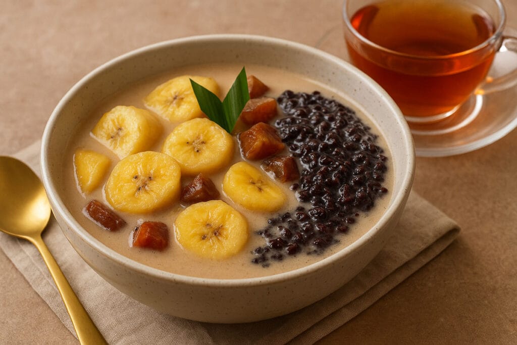 kolak pisang with dates