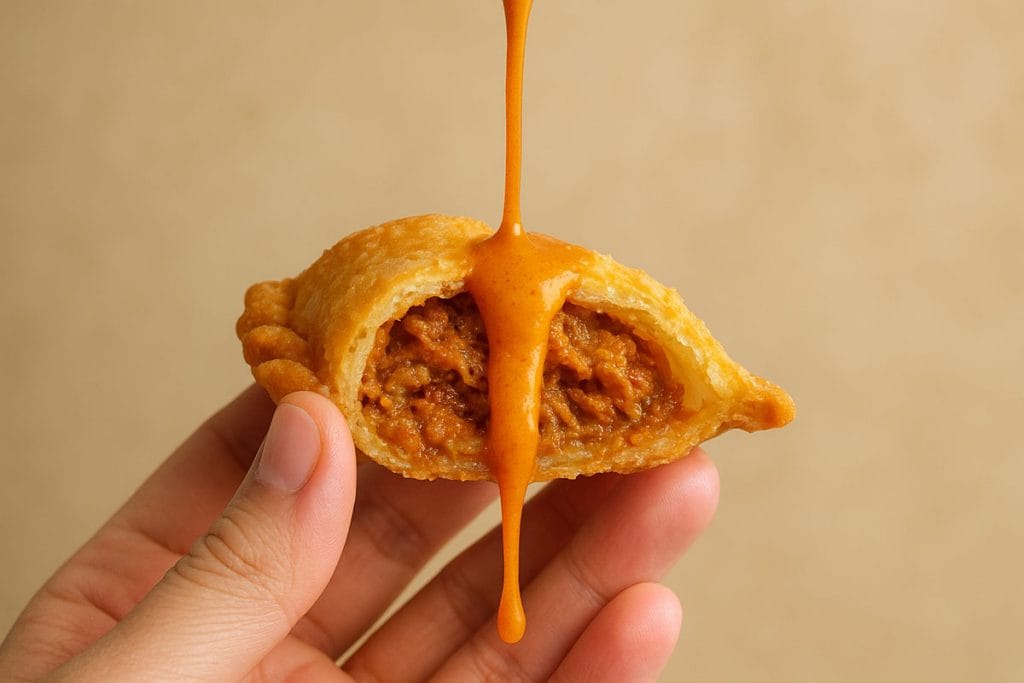 Pouring Sambal Kemiri over Pastel