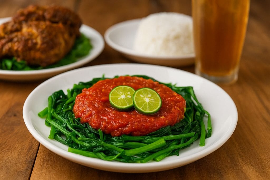sambal plecing lombok with spinach
