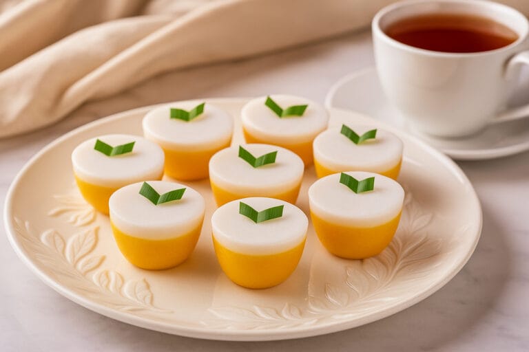 kue talam with hot tea