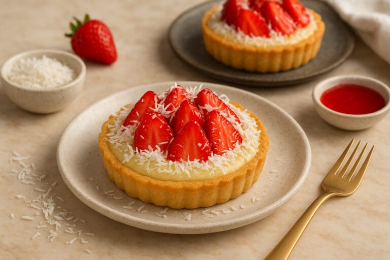 Strawberry Coconut Custard Pie