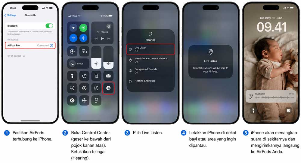 fitur iPhone untuk orang tua, live listen untuk memantau bayi