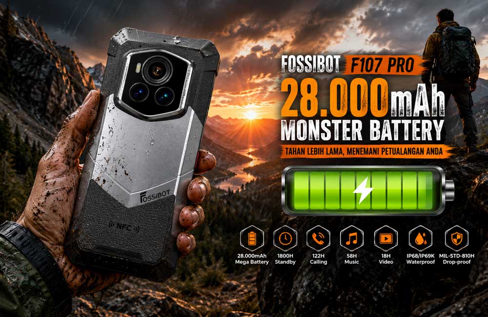 fossibot indonesia ponsel dengan baterai monster