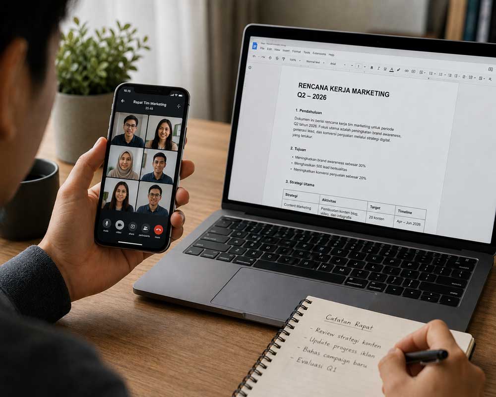 rapat online menggunakan iphone 15