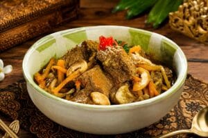 Acar Pedas Daging in a wok